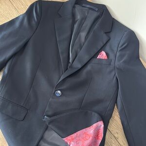 Boy’s Black Blazer with Red Pocket Square